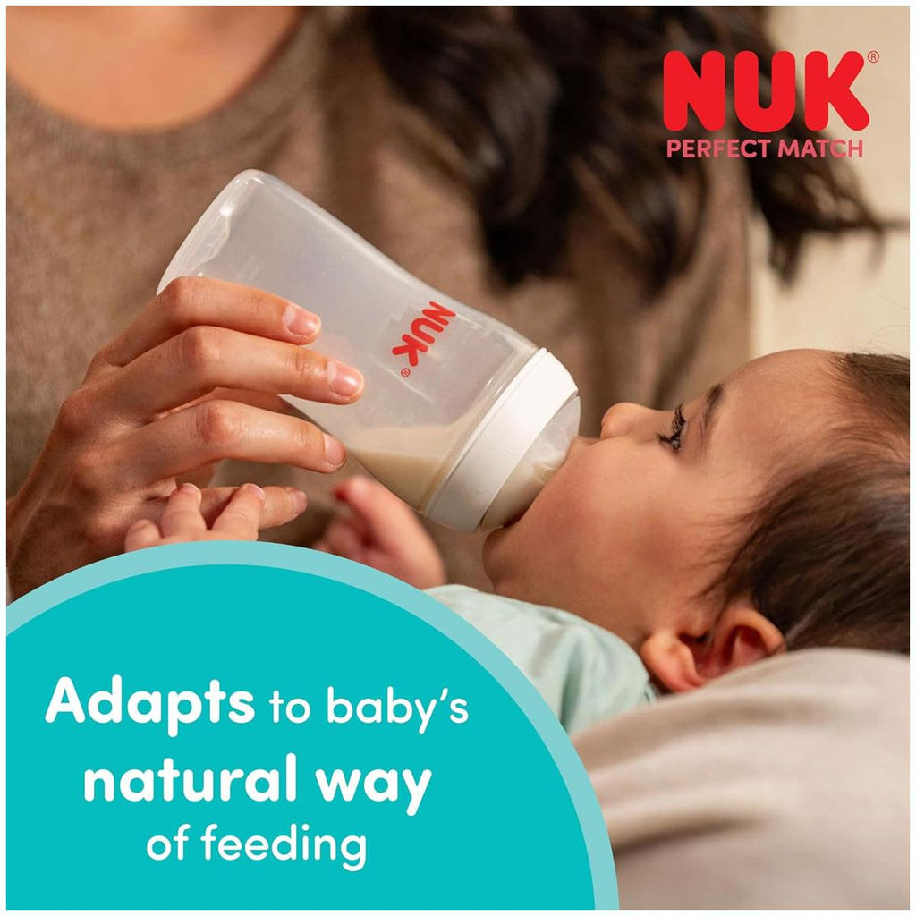 NUK Perfect Match Baby Bottle 150ml Anti Colic Feeding Bottle Temperature Control Indicator 0+ Months Monkey