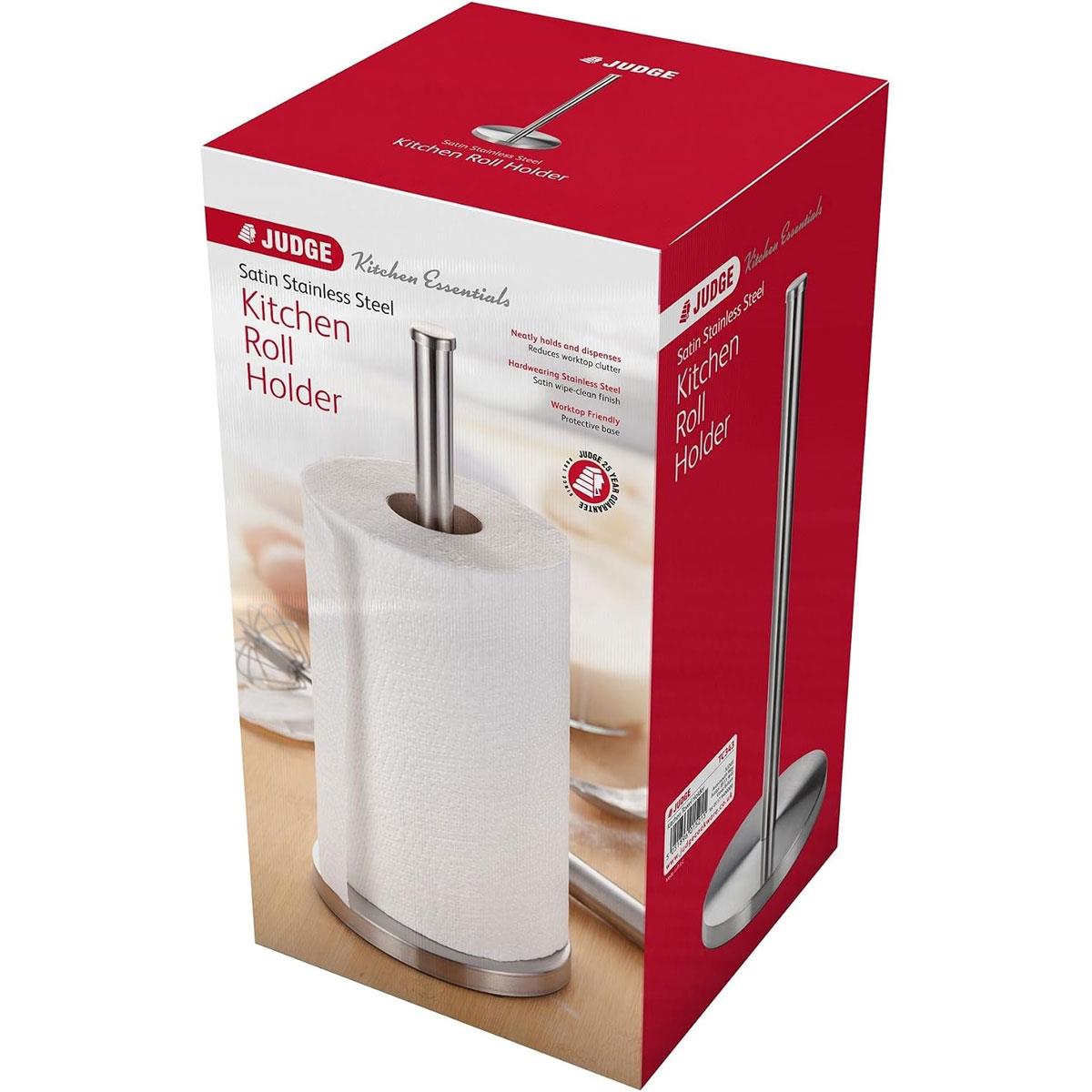 Judge Kitchen Towel Roll Holder Satin Finish Stainless Steel Silver