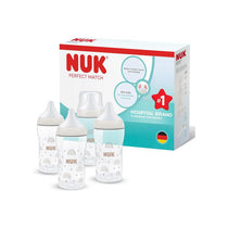 NUK Perfect Match Baby Bottle 4 x 260ml Anti Colic Feeding Bottle PP Temperature Control Indicator 3+ Months Rainbow