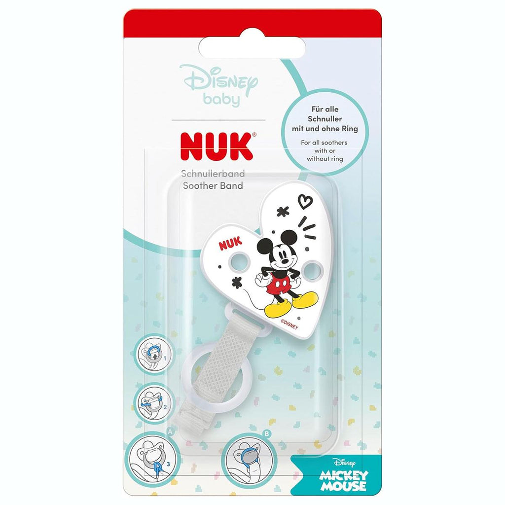 NUK Dummy Clip And Band For All Soothers Resilient And Shatter-Proof Disney Mickey Mouse