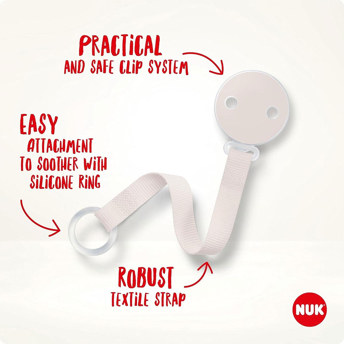 NUK Dummy Clip And Band For All Soothers Resilient And Shatter-Proof Disney Mickey Mouse