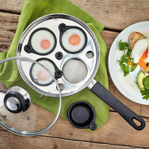 Judge Vista 4 Cup Egg Poacher 20cm Non-Stick Stainless Steel Frying Pan Vented Glass Lid Stay-Cool Handle Silver