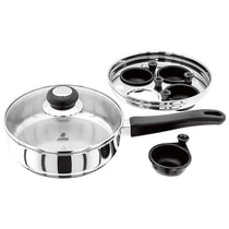 Judge Vista 4 Cup Egg Poacher 20cm Non-Stick Stainless Steel Frying Pan Vented Glass Lid Stay-Cool Handle Silver