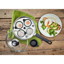 Judge Vista 4 Cup Egg Poacher 20cm Non-Stick Stainless Steel Frying Pan Vented Glass Lid Stay-Cool Handle Silver