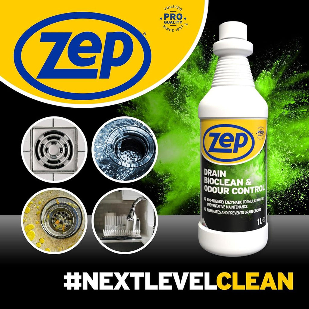 Zep Drain Bioclean And Odour Control Enzyme Drain Cleaner Sink Cleaner 1 Litre