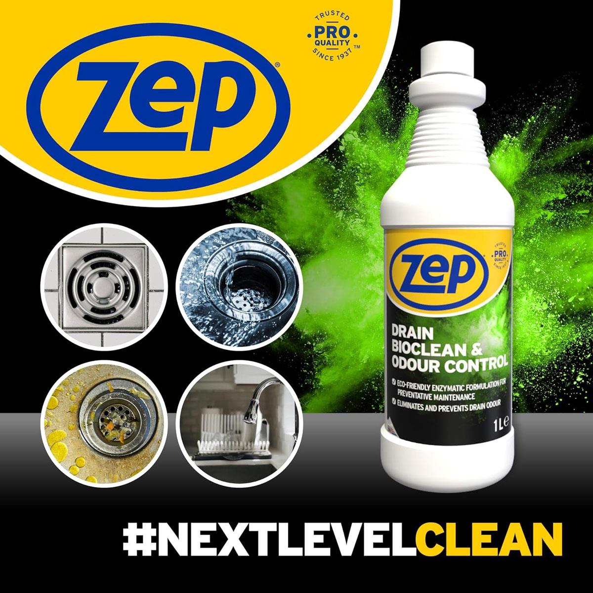 Zep Drain Bioclean And Odour Control Enzyme Drain Cleaner Sink Cleaner 1 Litre
