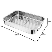 Judge Roasting Pan With Rack Polished Stainless Steel 36cm x 26cm x 6cm Silver