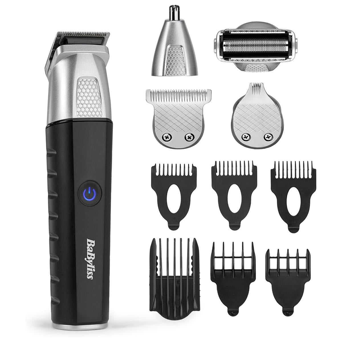 BaByliss Lithium Power 11-In-1 Multi-Trimmer Beard Trimmer Nose Hair Trimmer Cordless Grooming Kit Black/Grey