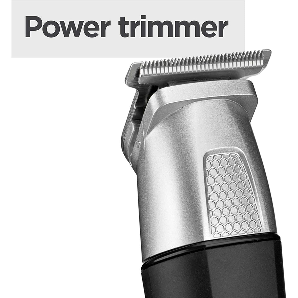 BaByliss Lithium Power 11-In-1 Multi-Trimmer Beard Trimmer Nose Hair Trimmer Cordless Grooming Kit Black/Grey