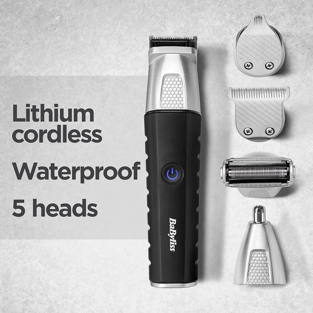 BaByliss Lithium Power 11-In-1 Multi-Trimmer Beard Trimmer Nose Hair Trimmer Cordless Grooming Kit Black/Grey