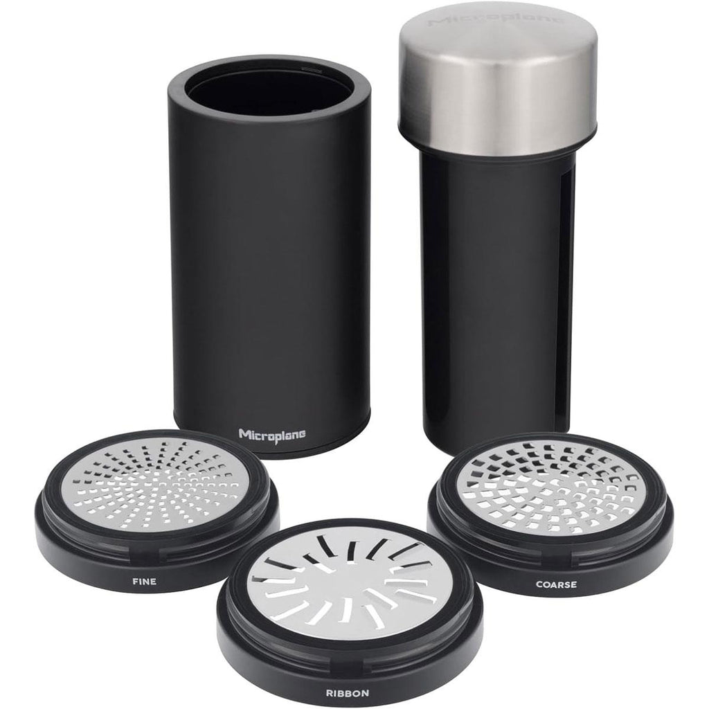 Microplane Universal Mill Stainless Steel Grater With Lid Black