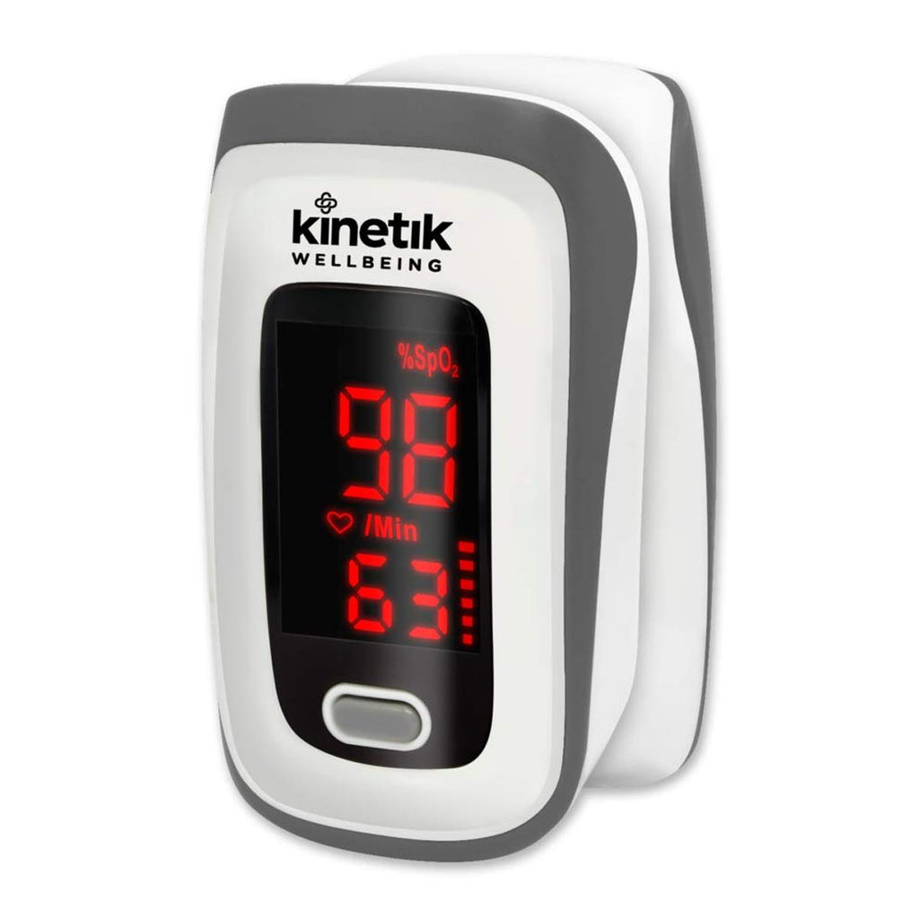 Kinetik Wellbeing Finger Pulse Oximeter Heart Rate Monitor Blood Oxygen Saturation Monitor Accurate Sats Pulse Heart-Rate White