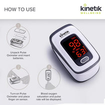 Kinetik Wellbeing Finger Pulse Oximeter Heart Rate Monitor Blood Oxygen Saturation Monitor Accurate Sats Pulse Heart-Rate White