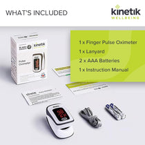 Kinetik Wellbeing Finger Pulse Oximeter Heart Rate Monitor Blood Oxygen Saturation Monitor Accurate Sats Pulse Heart-Rate White