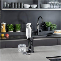 Bamix Deluxe Hand Held Stick Blender Food Processsor Multi-Purpose 2 Speeds 3 Stainless Steel Blades Grinder And Stand 200W White