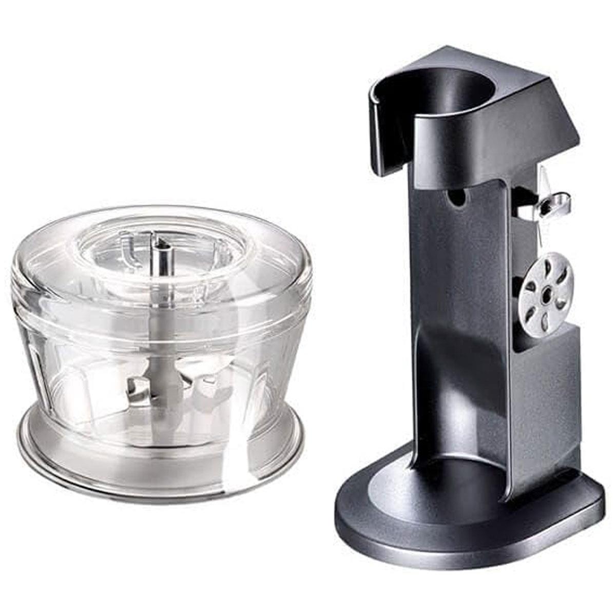 Bamix Deluxe Hand Held Stick Blender Food Processsor Multi-Purpose 2 Speeds 3 Stainless Steel Blades Grinder And Stand 200W White