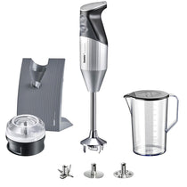 Bamix SwissLine Hand Held Stick Blender Food Processsor Multi-Purpose 2 Speeds 3 Stainless Steel Blades Processor 1000ml Jug With Lid And Stand 200W Silver