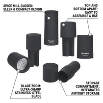 Microplane Spice Mill 2-In-1 Manual Spice Mill With Ultra-Sharp Stainless-Steel Blade Airtight Storage Afterdark Grey