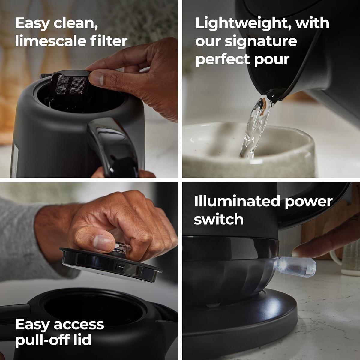 Kenwood Ripple Electric Jug Kettle 3000W 1.5 Litres Midnight Black