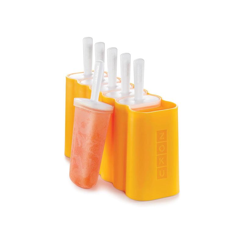 Zoku Ice Lolly Pop Mould 6 Classic Popsicle Molds In One Compact Tray With Sticks And Drip Guards Orange