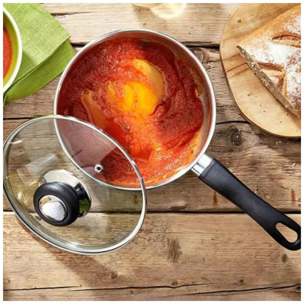 Judge Vista Saucepans 16cm 18cm And 20cm Set of 3 Stainless Steel Shatterproof Vented Glass Lids Silver