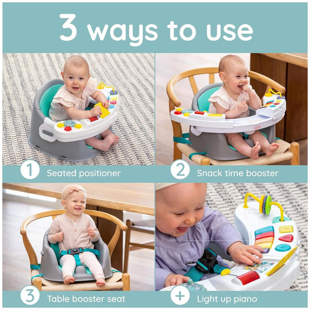 Infantino Music And Lights 3 in 1 Discovery Seat And Booster Baby Chair with Snack Tray and Activity Toys Multicolour
