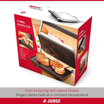 Judge Electricals Healthy Grill Panini Press Grill Sandwich Toaster Toastie Maker With Floating Hinges Non-Stick Griddle Plates Removable Drip Tray 1000W Silver