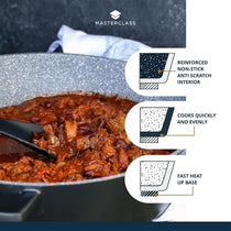 MasterClass 16cm Casserole Dish With Lid Cast Aluminium 1.4 Litre Black