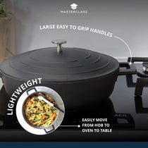 MasterClass 16cm Casserole Dish With Lid Cast Aluminium 1.4 Litre Black