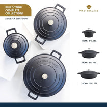 MasterClass 16cm Casserole Dish With Lid Cast Aluminium 1.4 Litre Black