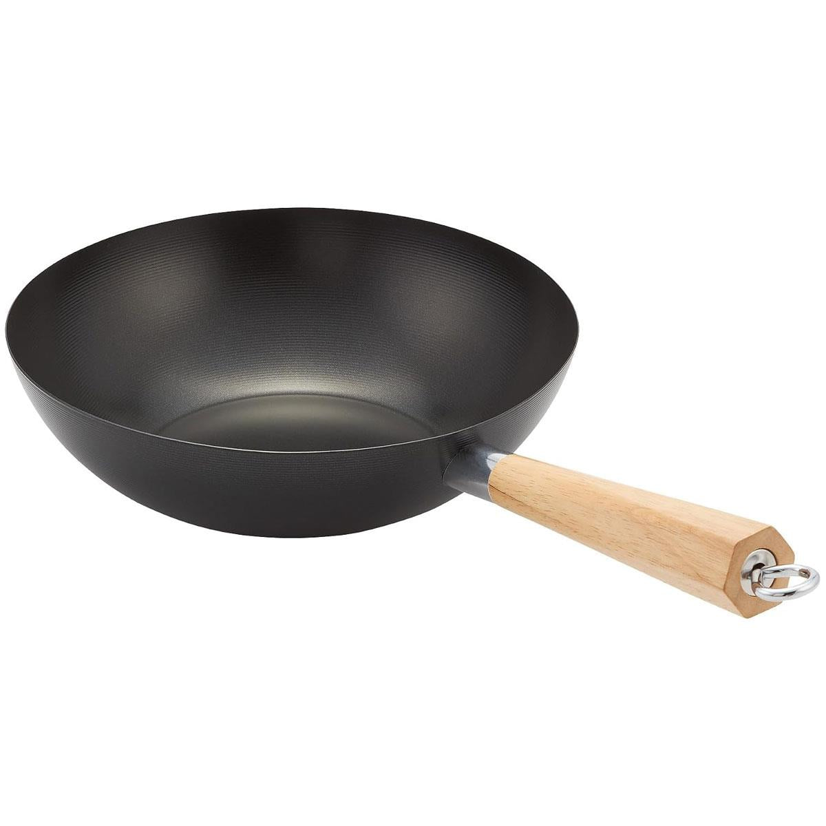 Judge Essentials Stir Fry Wok 26cm Non Stick Carbon Steel Stay Cool Wooden Handle Black