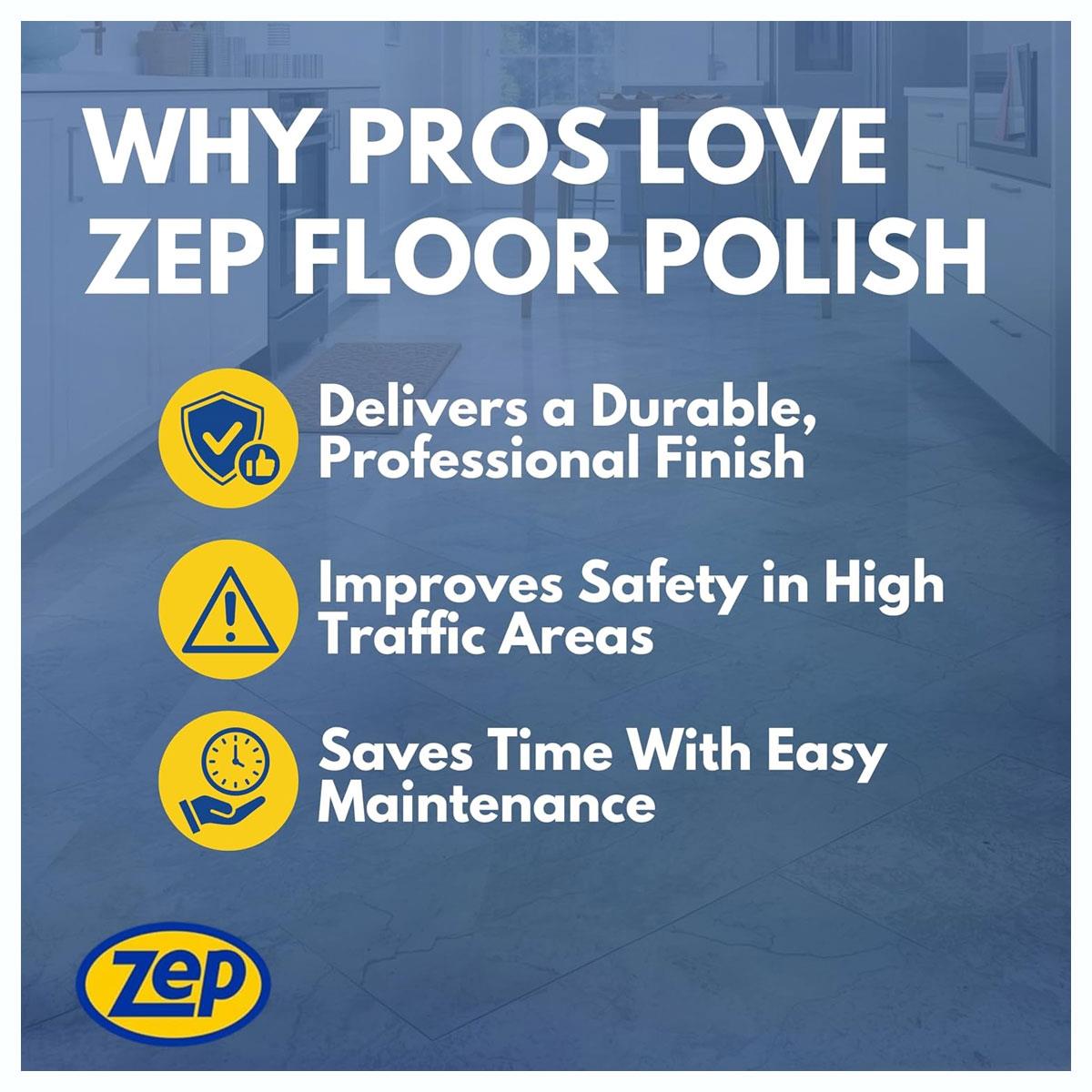 Zep Floor Polish High Gloss Vinyl Hard Floor Shine Anti Slip Finish 1 Litre