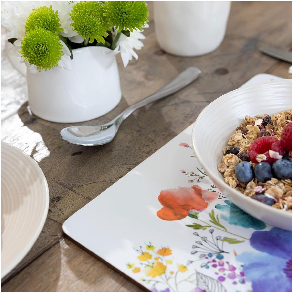 Creative Tops Meadow Floral Placemats And Coasters Rectangular 30 x 23 cm Pack Of 4 Multicolour