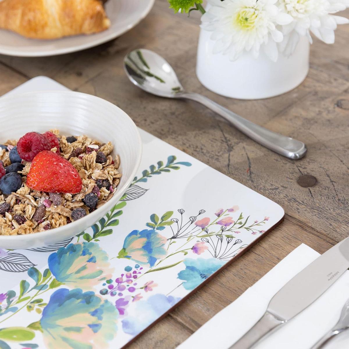 Creative Tops Meadow Floral Placemats And Coasters Rectangular 30 x 23 cm Pack Of 4 Multicolour