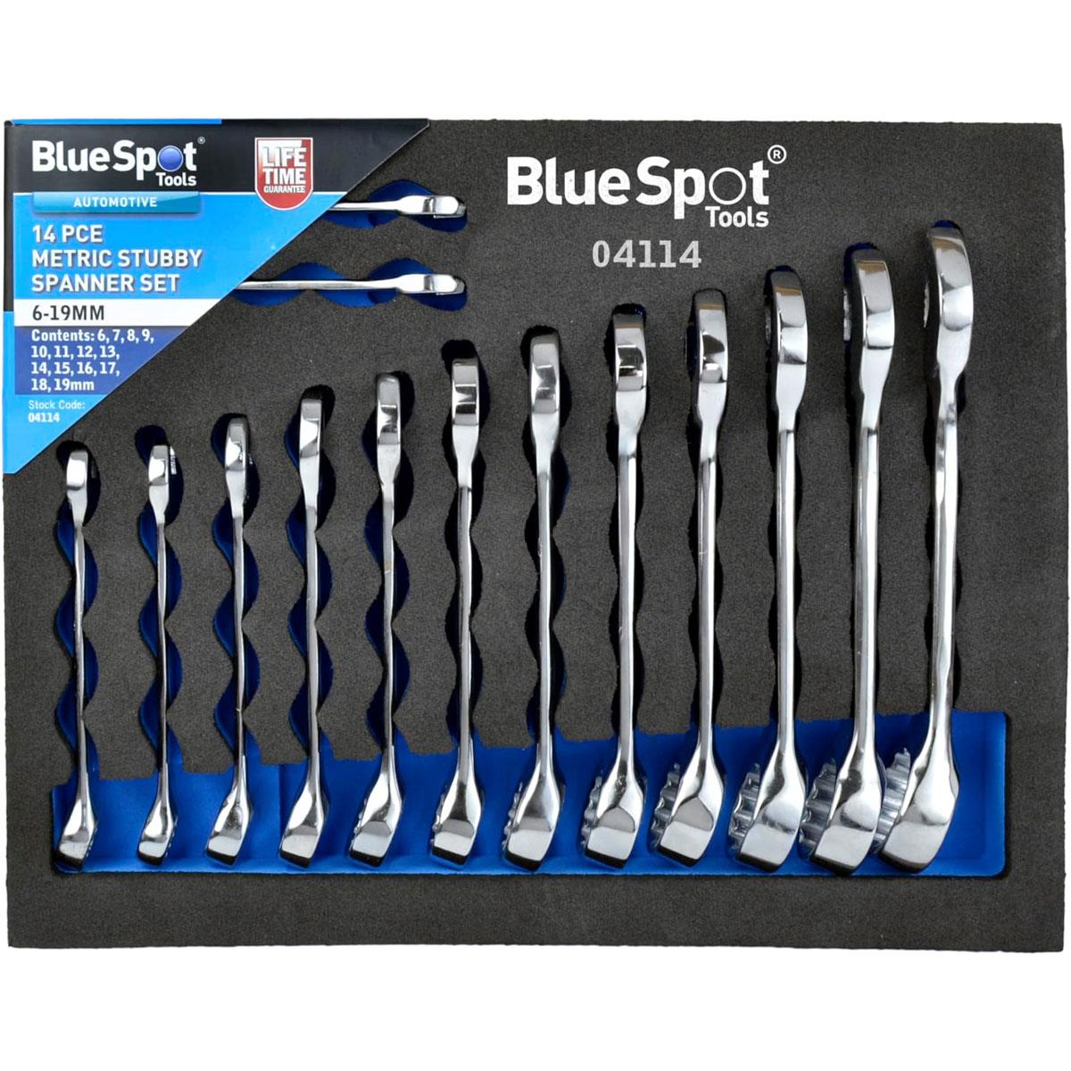 Blue Spot Tools Metric Stubby Spanner Set In EVA Foam (6-19mm) 14 Piece