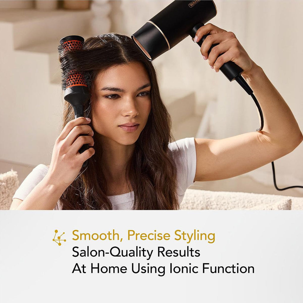 Wahl Ionic Flow Hairdryer Professional Drying Frizz-Free Cold Shot Heat Concentrating Diffuser Styling Compact Travel Powerful Fast Speed 2100W Black