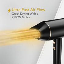 Wahl Ionic Flow Hairdryer Professional Drying Frizz-Free Cold Shot Heat Concentrating Diffuser Styling Compact Travel Powerful Fast Speed 2100W Black