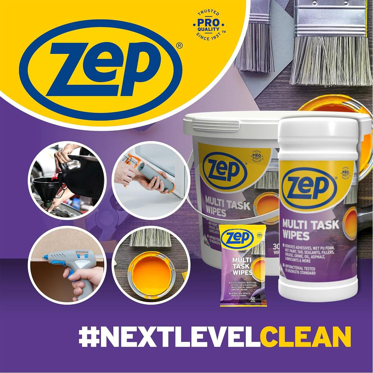 Zep Multi Task Wipes 100 Heavy Duty Cleaning Adhesive Paint Removal Bucket
