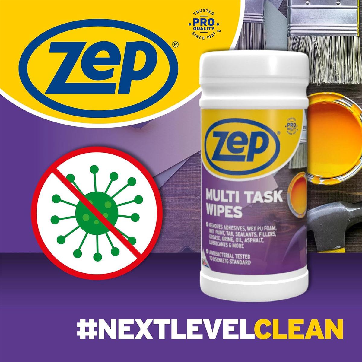 Zep Multi Task Wipes 100 Heavy Duty Cleaning Adhesive Paint Removal Bucket