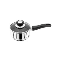 Judge Vista Saucepan 14cm/900ml Medium Non-Stick Stainless Steel Shatterproof Vented Glass Lid Silver