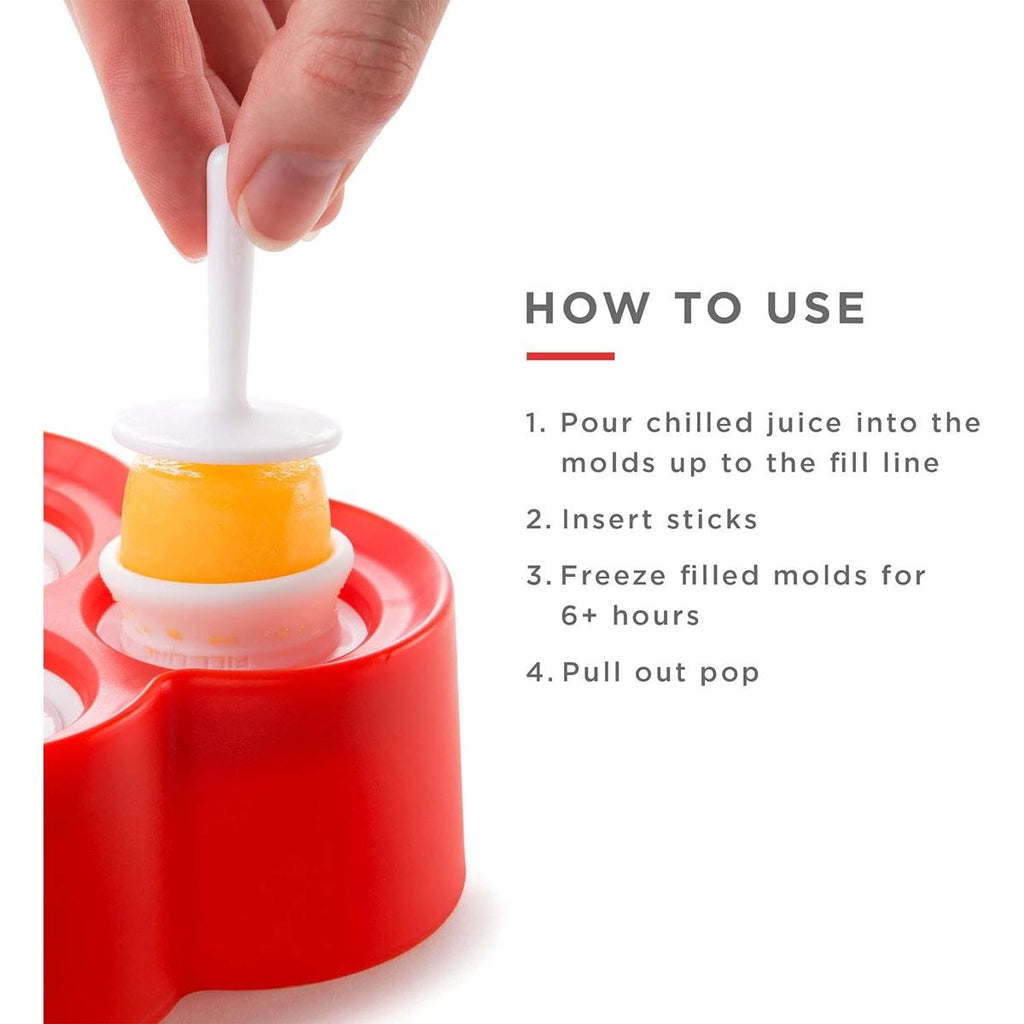 Zoku Mini Ice Pop Moulds 9 Mini Pops With 9 Sticks And Drip-Guards Red