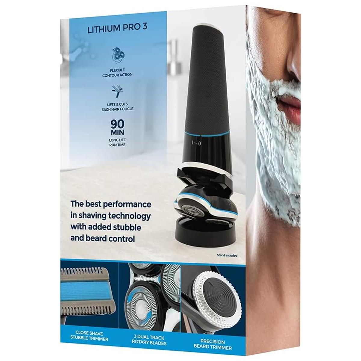 Lloytron Paul Anthony Lithium Pro 3 USB Wet & Dry Rotary Shaver With Beard Trimmer Black