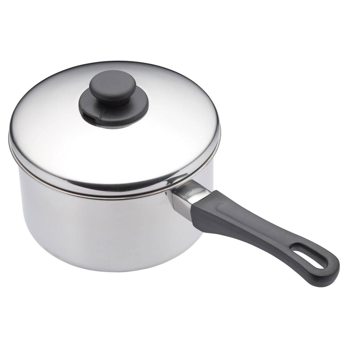 KitchenCraft Stainless Steel Extra Deep Saucepan 12cm With Lid And Heat-Resistant Handle Silver