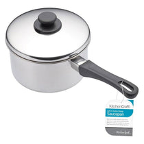 KitchenCraft Stainless Steel Extra Deep Saucepan 12cm With Lid And Heat-Resistant Handle Silver