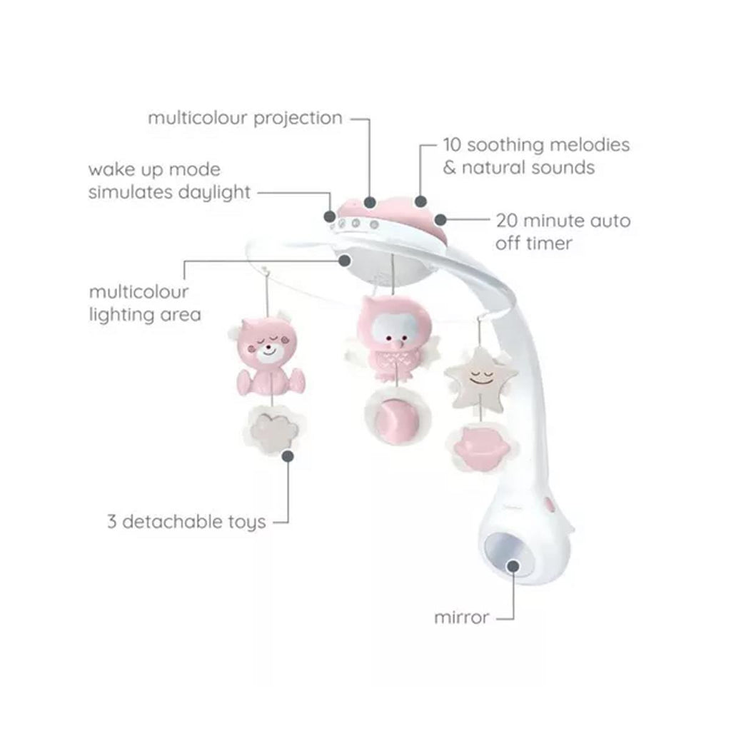 Infantino 3-In-1 Baby Musical Mobile Projector Night Light Pink