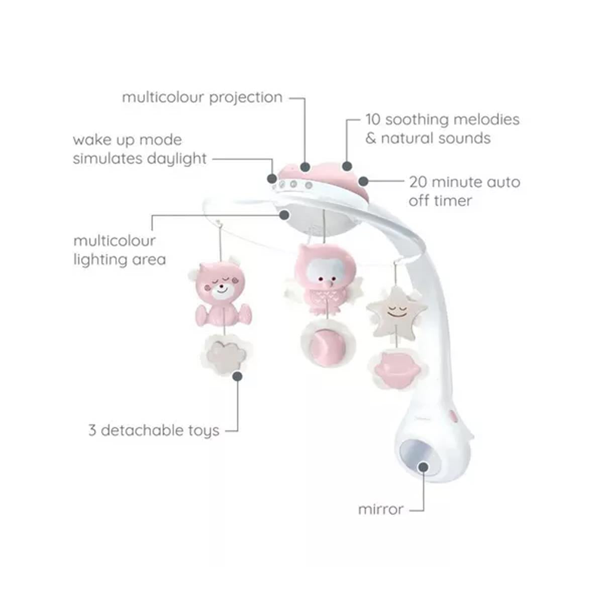 Infantino 3-In-1 Baby Musical Mobile Projector Night Light Pink