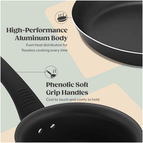 Judge Everyday 14cm Milk Pan And 24cm Frying Pan Non-Stick Coating Cookware 2 Piece Set Black