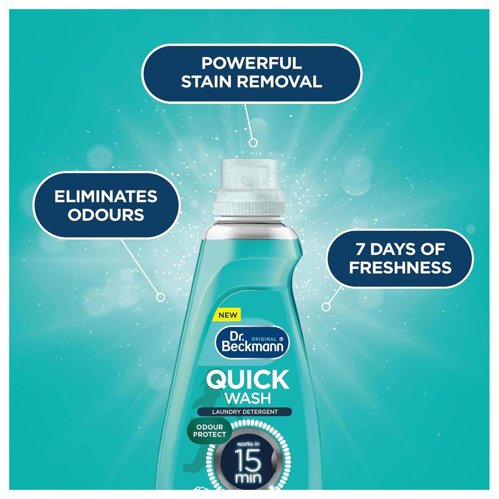 Dr. Beckmann Quick Wash Odour Protect Laundry Detergent Works In 15 Mins (54 Washes) 1620ml