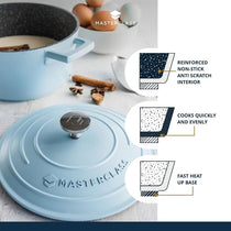 MasterClass Casserole Dish With Lid Cast Aluminium Small 20cm/2.5 Litres Sky Blue