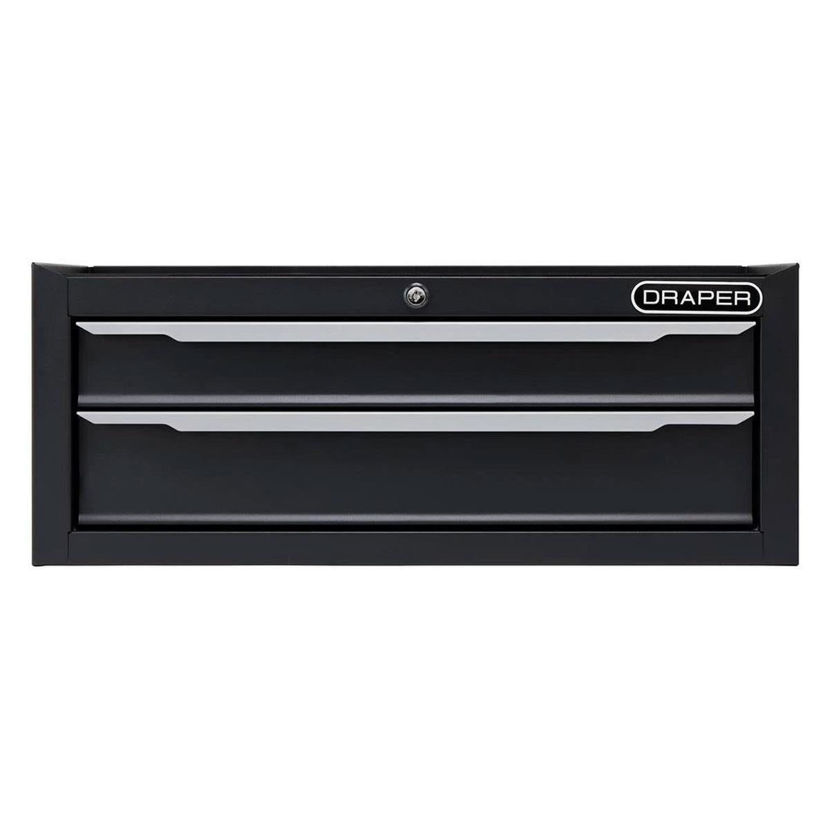 Draper Mid-Tool Chest 2 Drawer 26 Inch Workshop Tool Storage Lockable Black